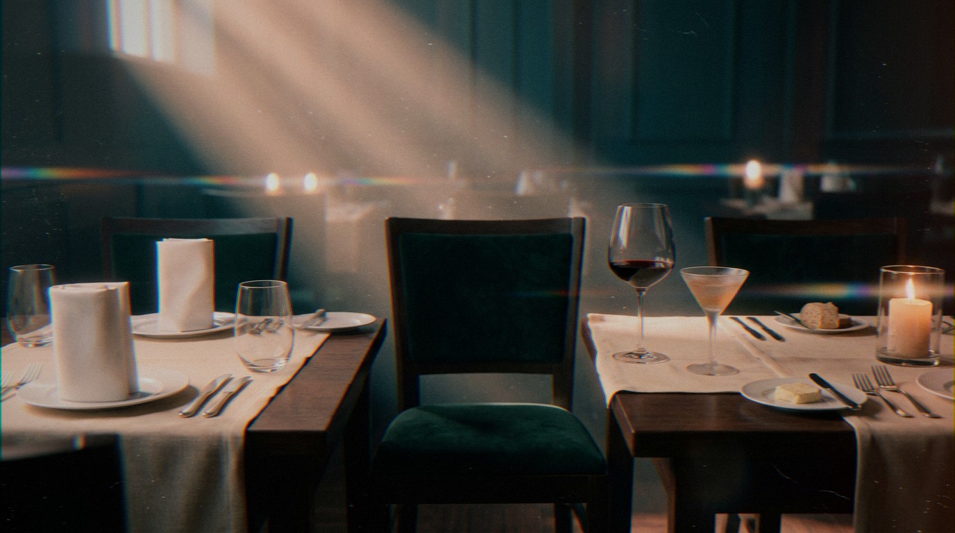 Table pour deux, un couvert intact face à un verre oublié. Elle annule les plans tout le temps, encore.