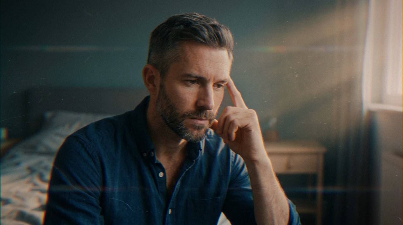 Portrait rapproché d'un homme déterminé aux cheveux poivre et sel, décidé à ne plus être trop gentil.